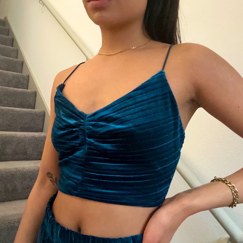 wild fable blue velvet top
